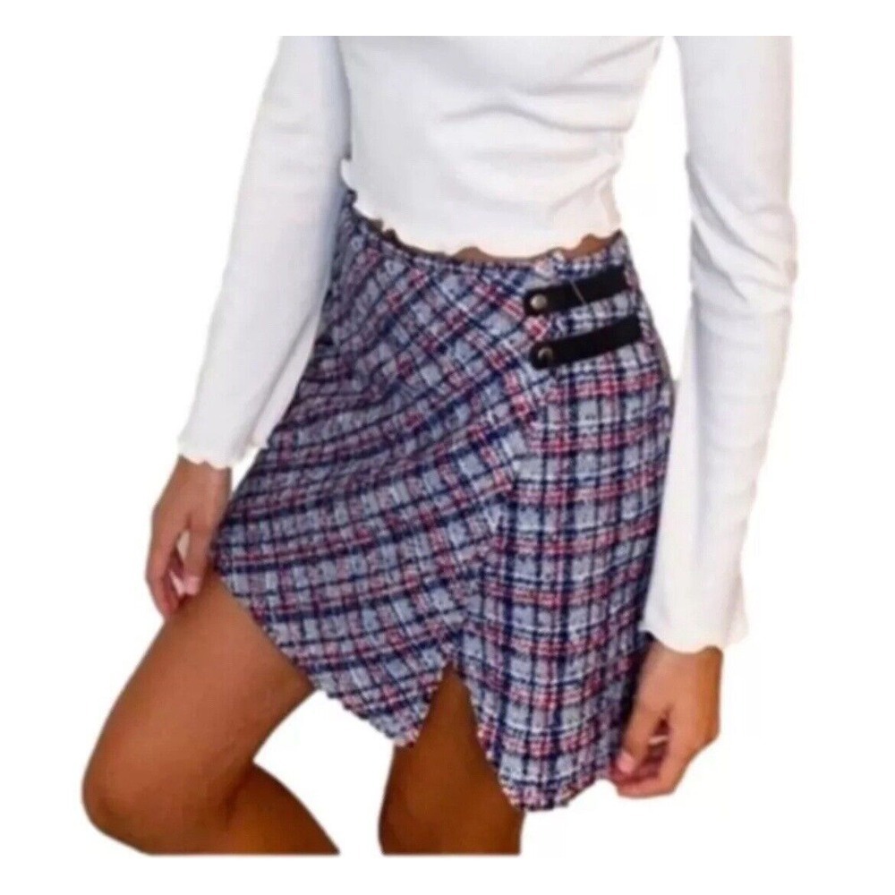 Urban Outfitters Plaid Wrap‎ Mini Skirt NWT Size Medium